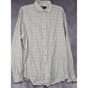 Polo Ralph Lauren Button Up Shirt Mens XL White Yellow Check Long Sleeve EUC
